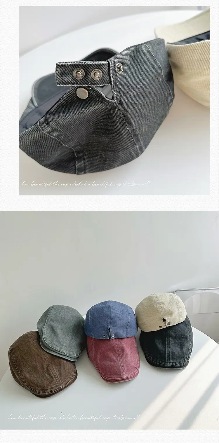 Washed Retro Forward Hat for Men Japanese Beret Brown — feature 26