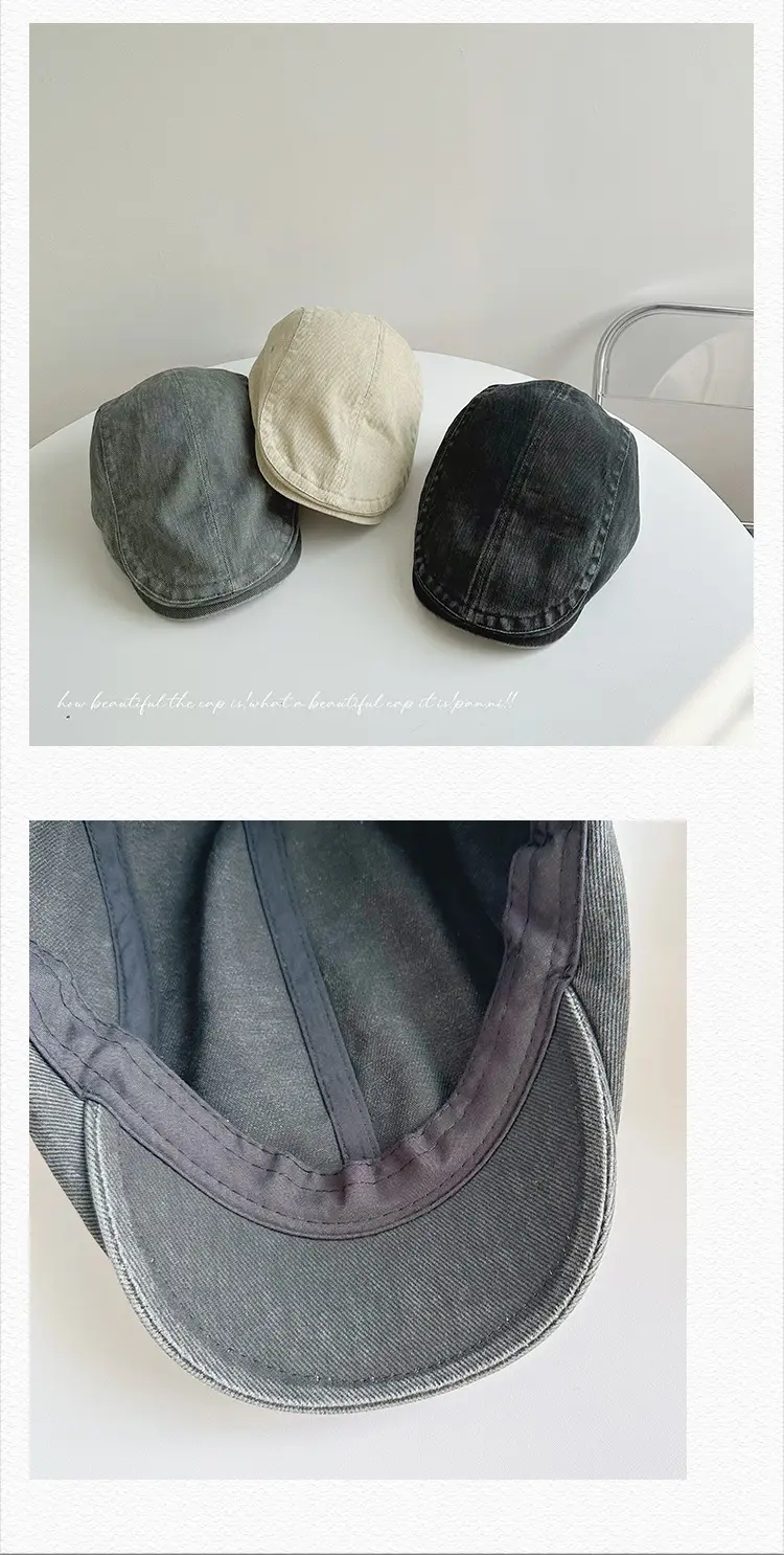 Washed Retro Forward Hat for Men Japanese Beret Brown — feature 27