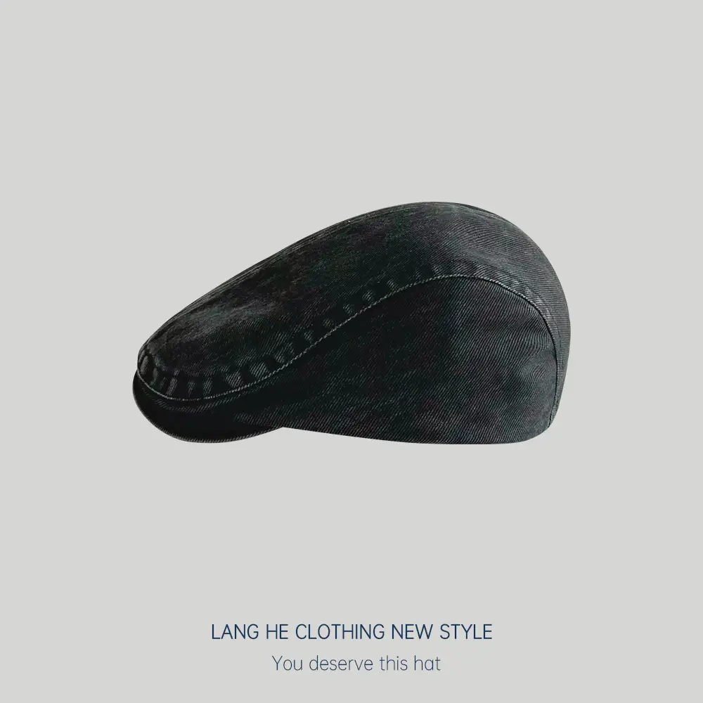 Washed Retro Forward Hat for Men Japanese Beret Brown - Image 2
