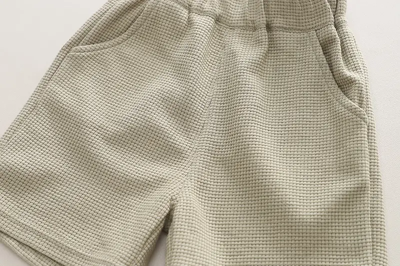 Children Cotton T-Shirt Shorts Set Gray Momma Print Summer — feature 14