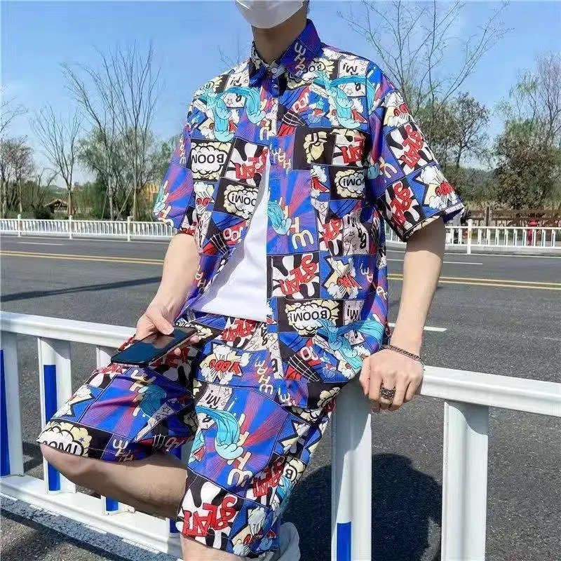 Hawaiian Print Beach Suit Men Summer Thin Sanya Travel - Image 9