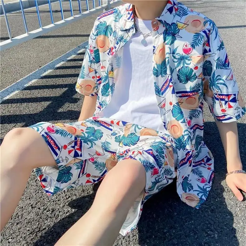 Hawaiian Print Beach Suit Men Summer Thin Sanya Travel — feature 2