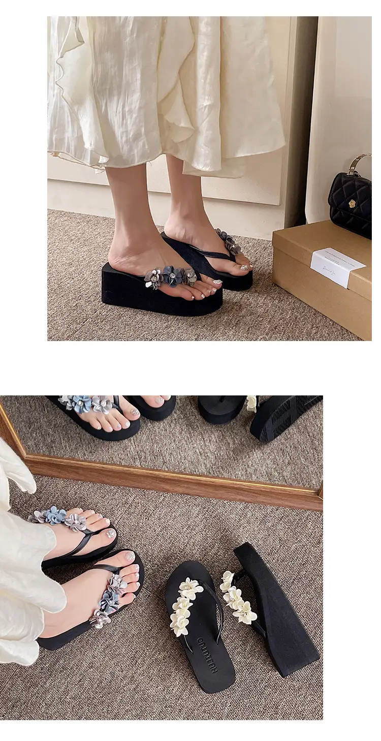 Outdoor student flip-flops women's summer non-slip sandals simple beach slippers flip-flops Korean style wedge platform — feature 12