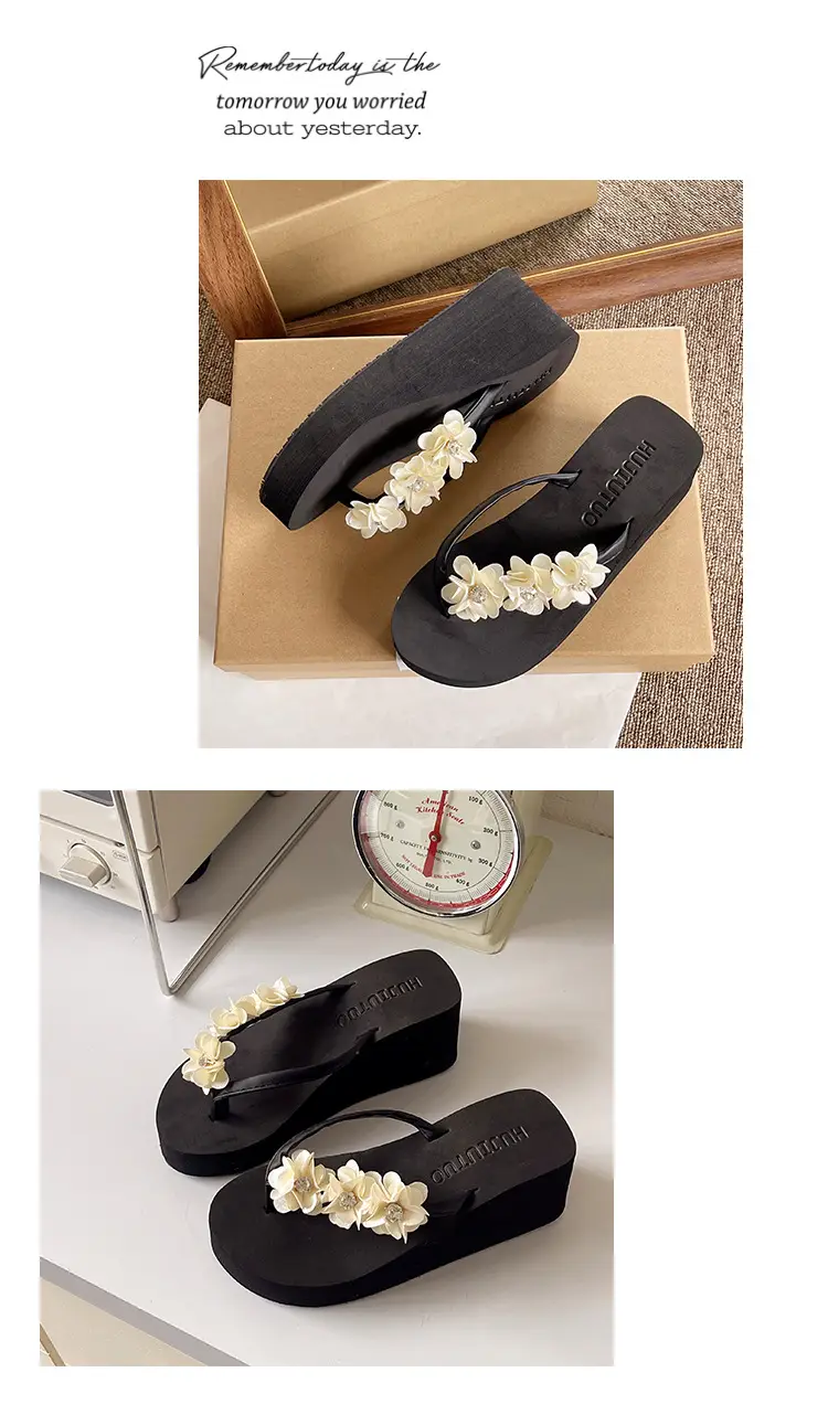 Outdoor student flip-flops women's summer non-slip sandals simple beach slippers flip-flops Korean style wedge platform — feature 13