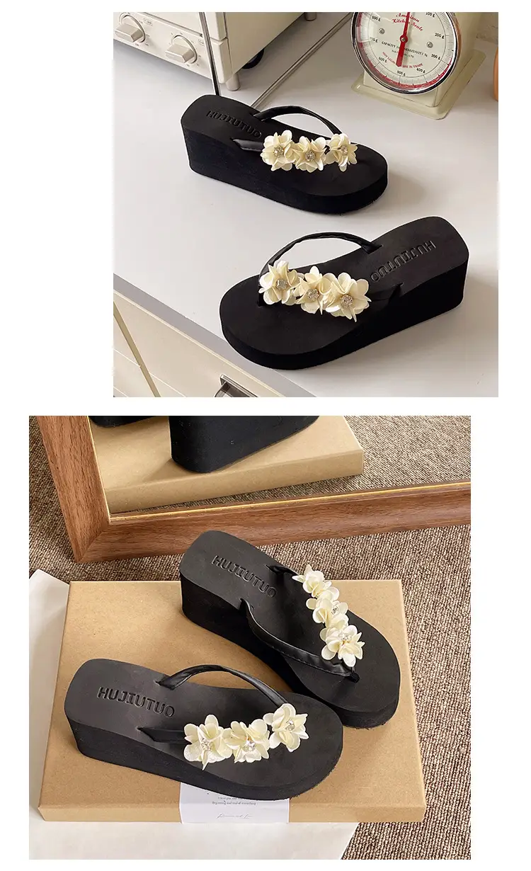 Outdoor student flip-flops women's summer non-slip sandals simple beach slippers flip-flops Korean style wedge platform — feature 14