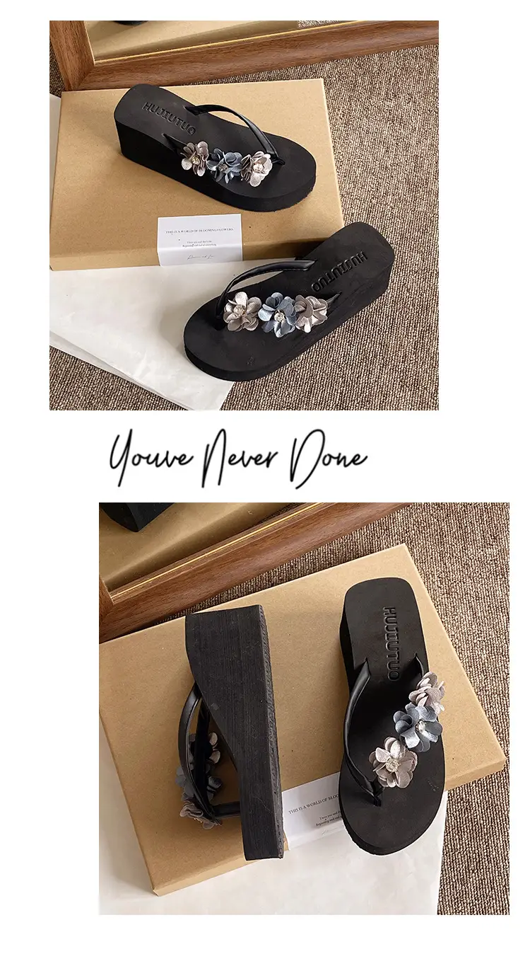 Outdoor student flip-flops women's summer non-slip sandals simple beach slippers flip-flops Korean style wedge platform — feature 15