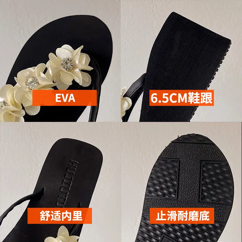 Outdoor student flip-flops women's summer non-slip sandals simple beach slippers flip-flops Korean style wedge platform — feature 22