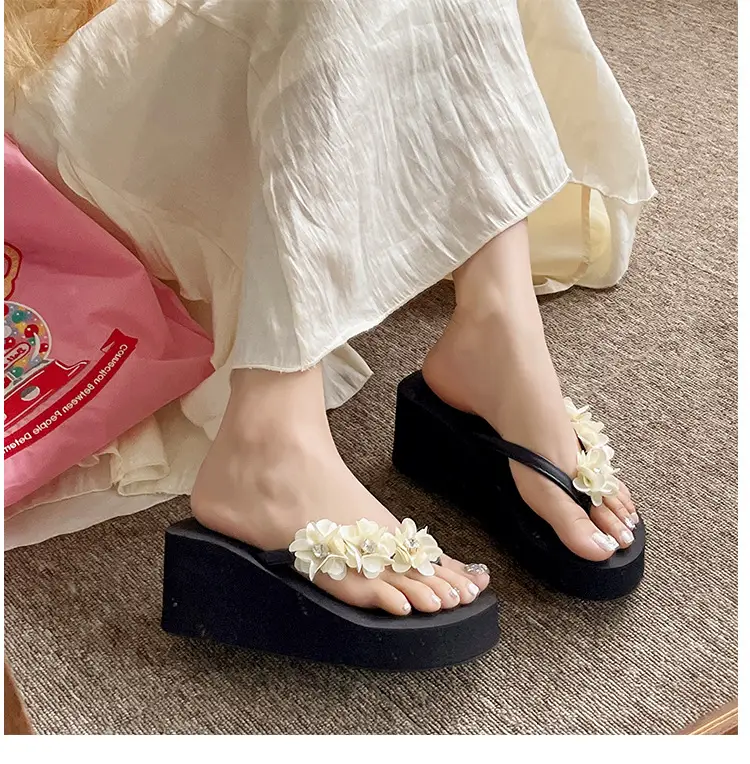 Outdoor student flip-flops women's summer non-slip sandals simple beach slippers flip-flops Korean style wedge platform — feature 5