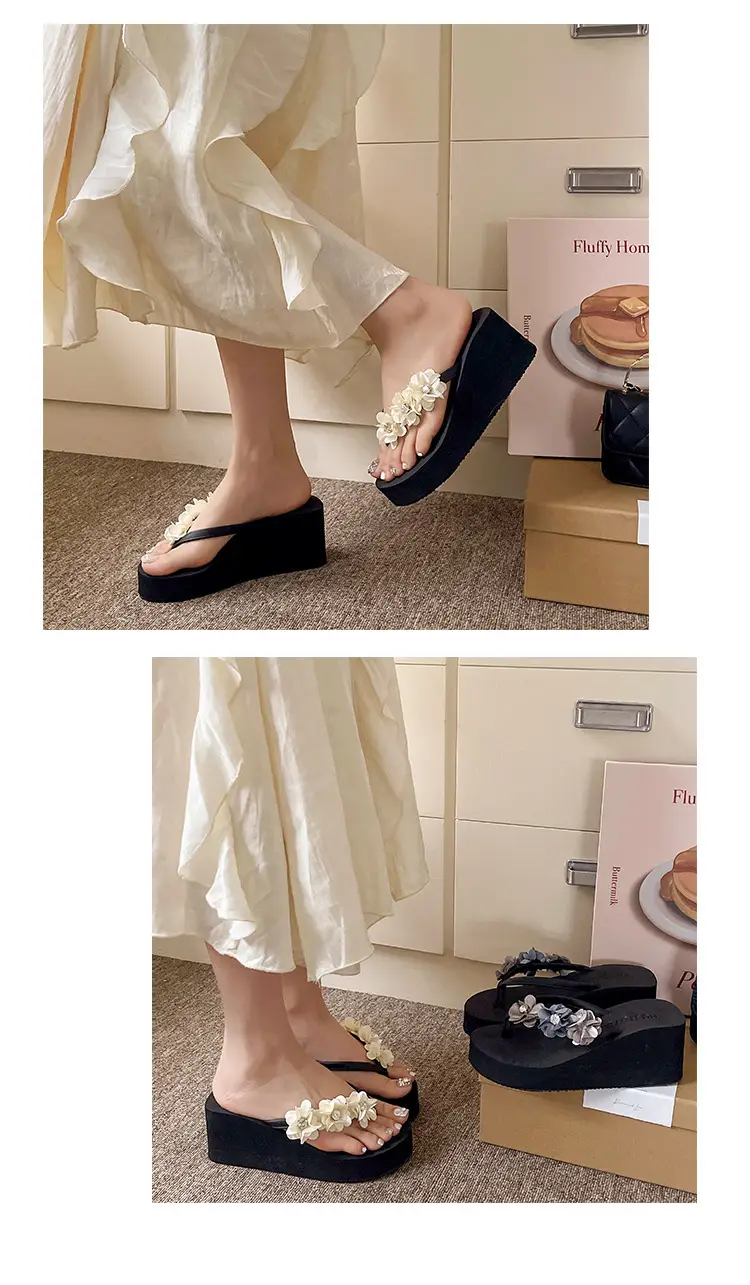 Outdoor student flip-flops women's summer non-slip sandals simple beach slippers flip-flops Korean style wedge platform — feature 8