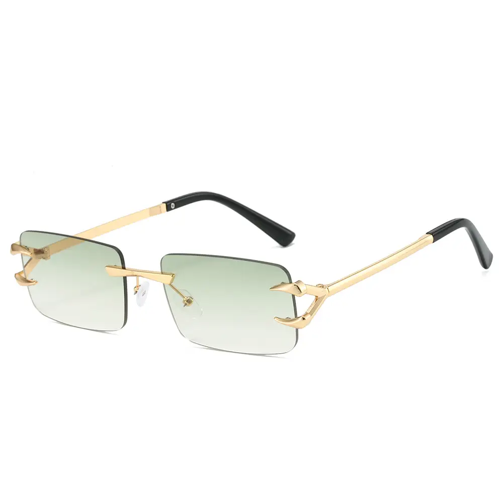Square Frameless Sunglasses Ocean Color Gold Metal - Image 13
