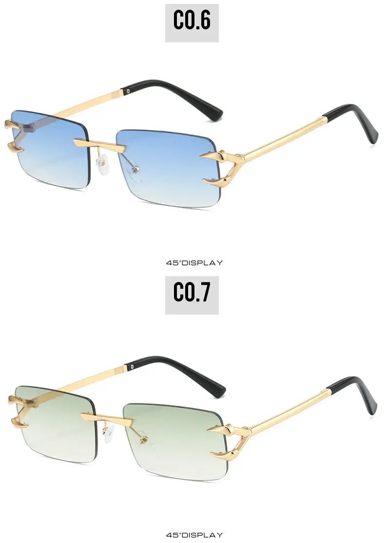 Square Frameless Sunglasses Ocean Color Gold Metal — feature 10