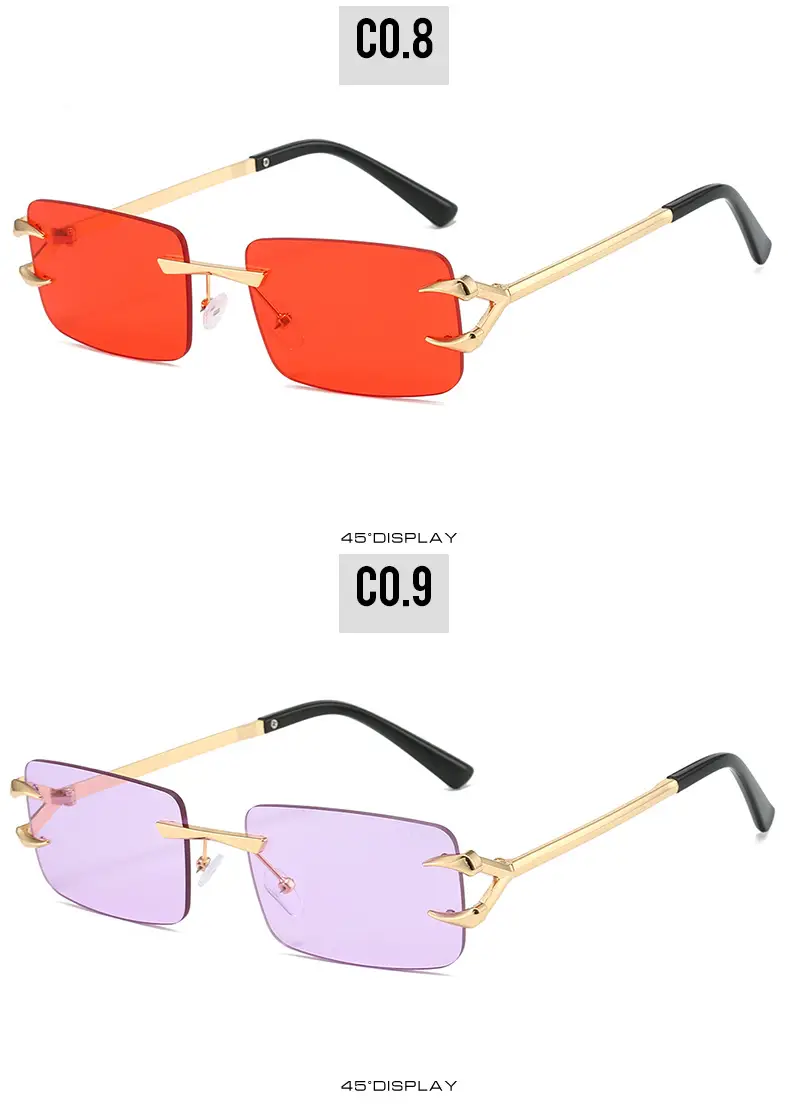 Square Frameless Sunglasses Ocean Color Gold Metal — feature 11