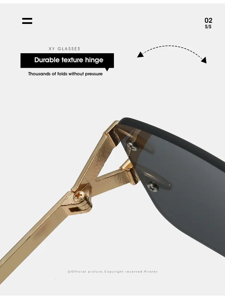 Square Frameless Sunglasses Ocean Color Gold Metal — feature 13