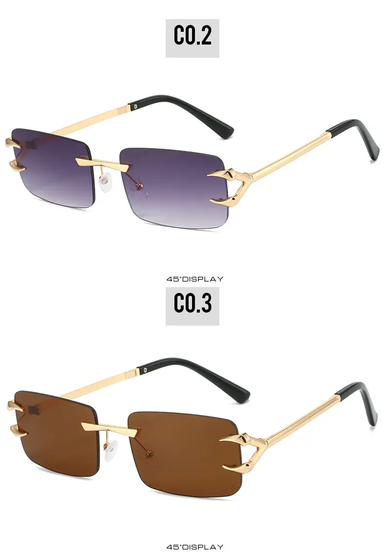 Square Frameless Sunglasses Ocean Color Gold Metal — feature 8