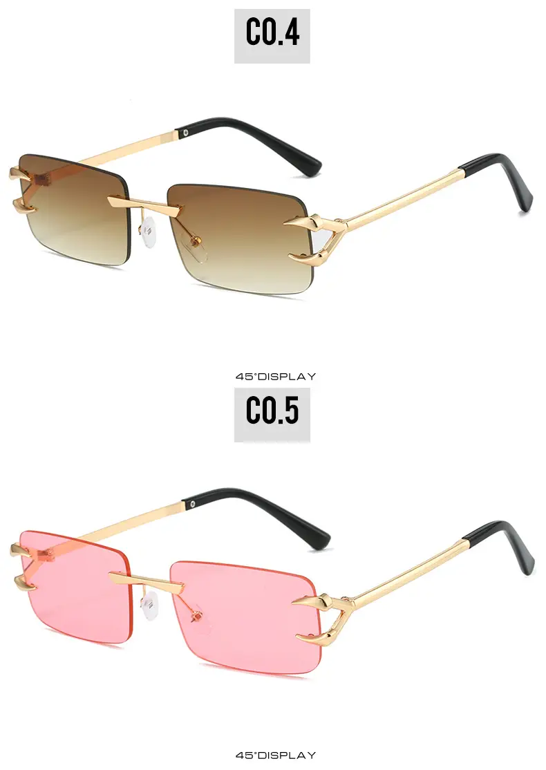 Square Frameless Sunglasses Ocean Color Gold Metal — feature 9