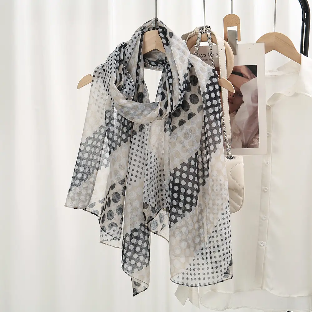 Purple Polka Dot Silk Scarf for Women - Image 8