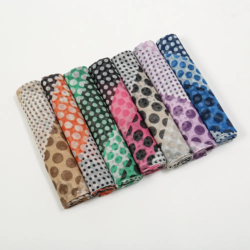 Purple Polka Dot Silk Scarf for Women - Image 10