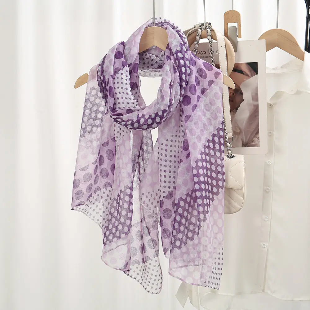 Purple Polka Dot Silk Scarf for Women — feature 12