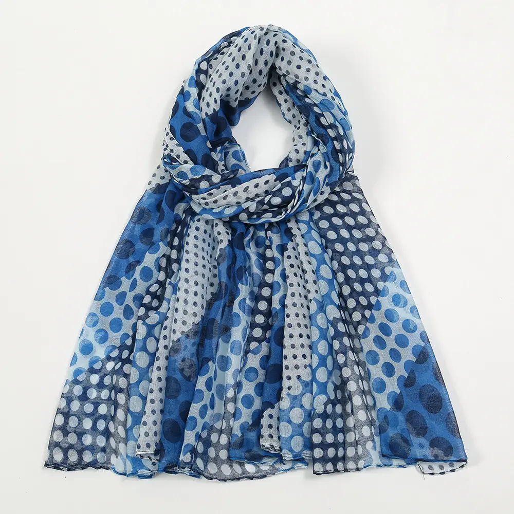 Purple Polka Dot Silk Scarf for Women - Image 3