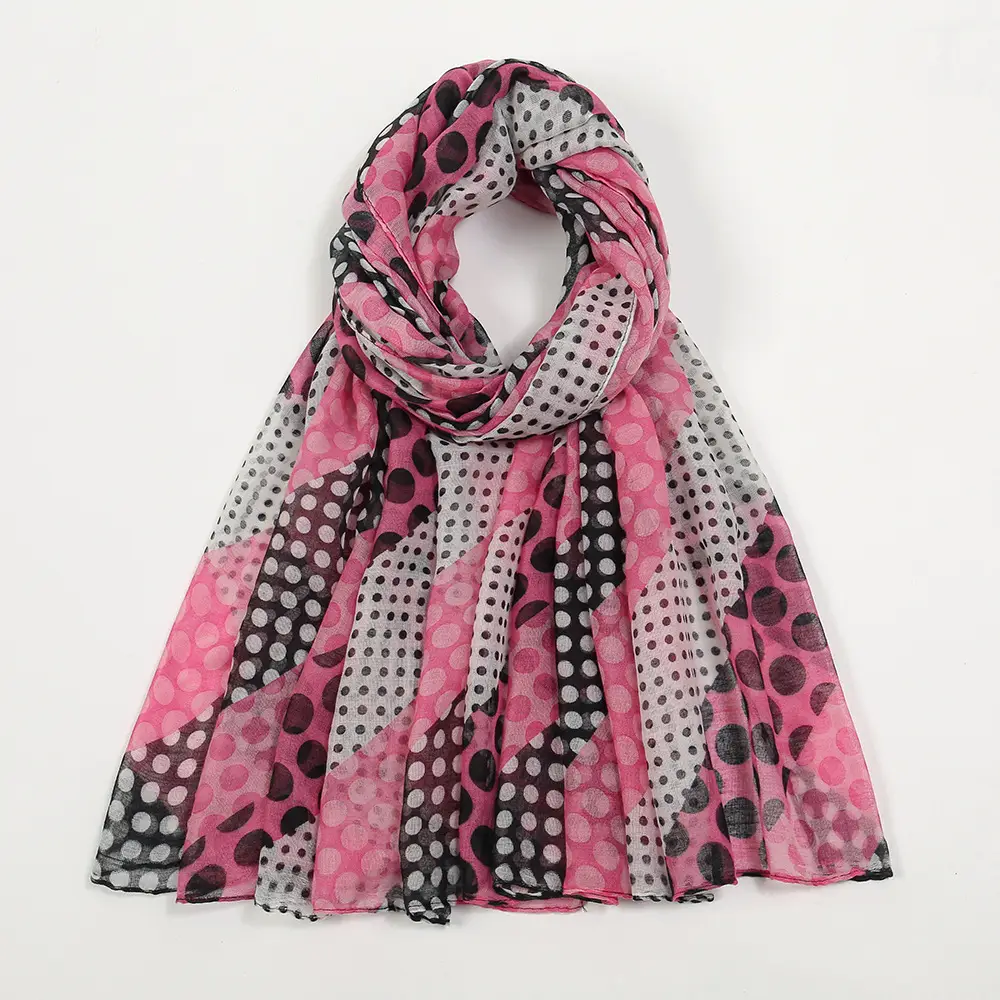 Purple Polka Dot Silk Scarf for Women - Image 4