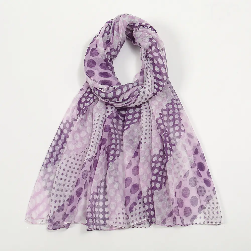 Purple Polka Dot Silk Scarf for Women - Image 5