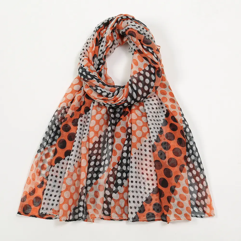 Purple Polka Dot Silk Scarf for Women - Image 7