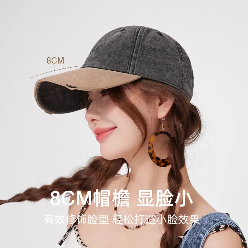 Women's Grey Baseball Cap Pure Cotton Retro Casual - Image 6