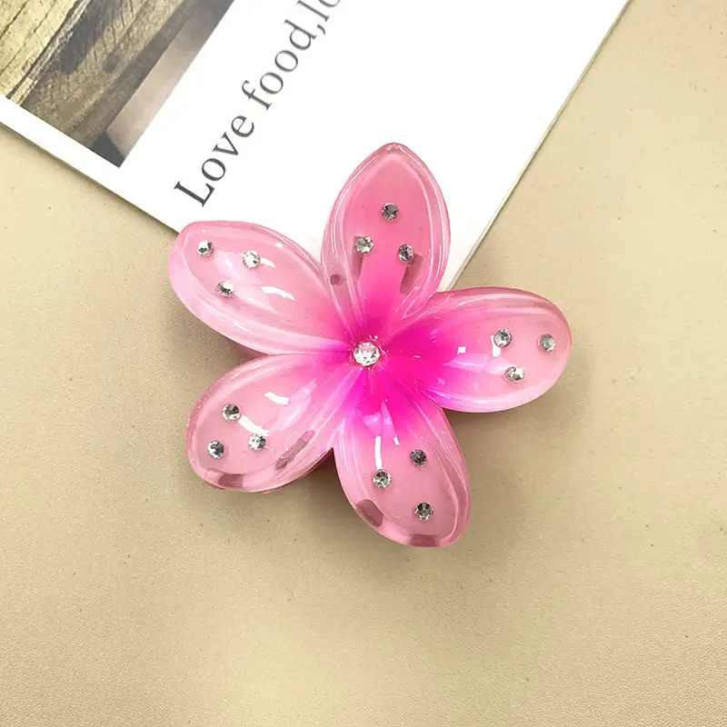 Purple Floral Hair Clips with Crystal Accents - Image 3