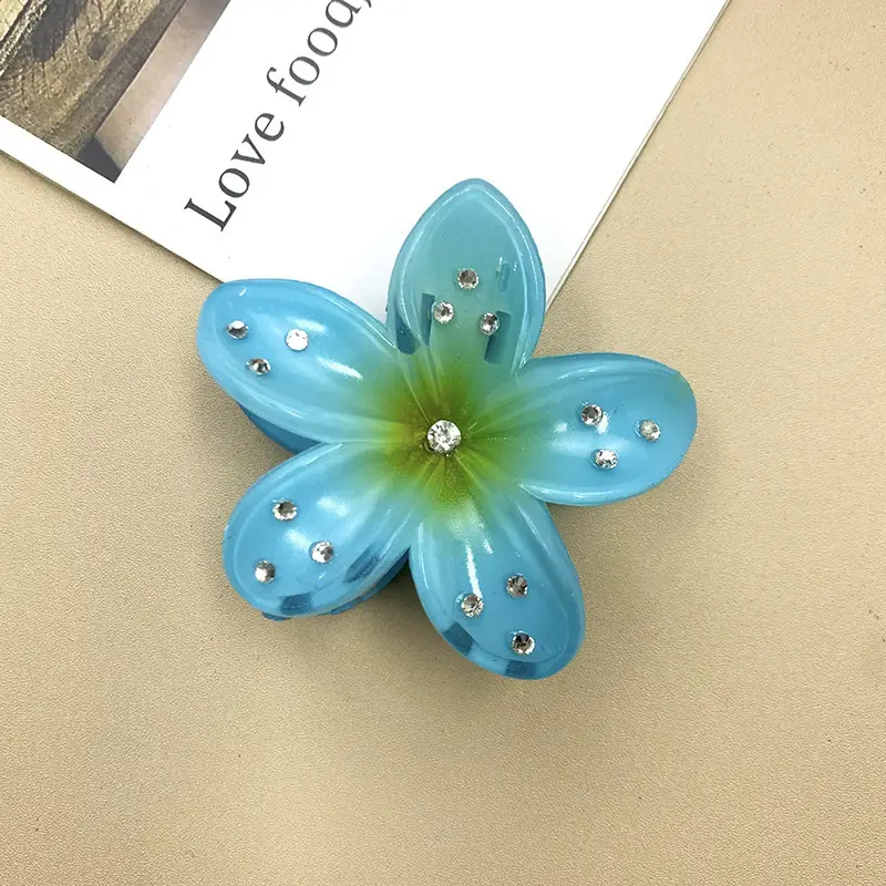 Purple Floral Hair Clips with Crystal Accents - Image 4