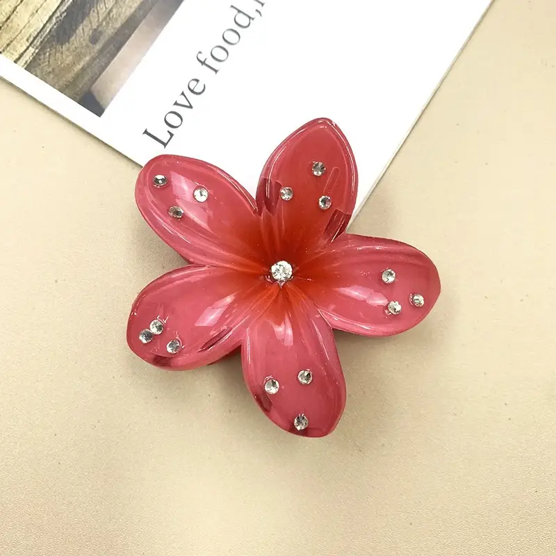 Purple Floral Hair Clips with Crystal Accents - Image 6