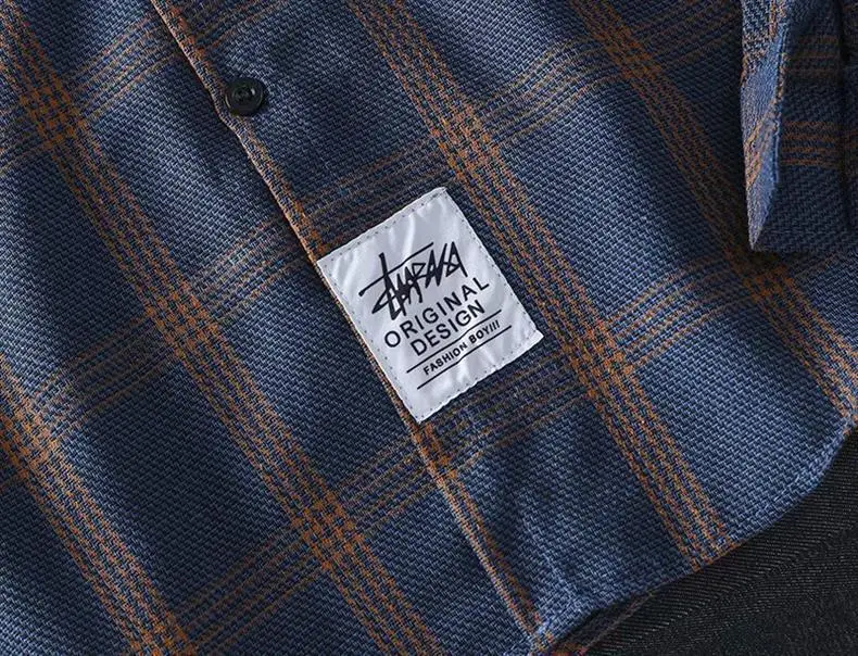 Men Korean Style Plaid Long Sleeve Shirt White — feature 28