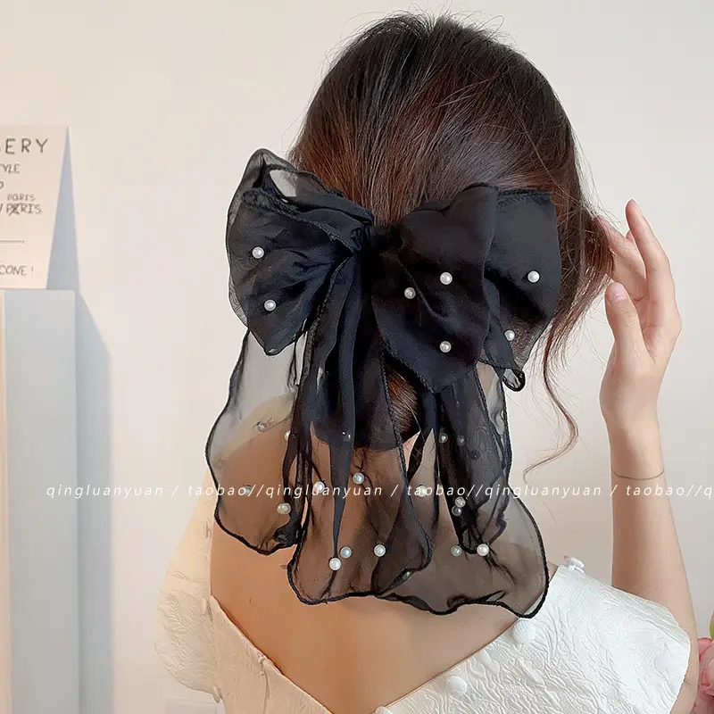New High-End Oversized Bow Ponytail Clip Headdress - Image 4