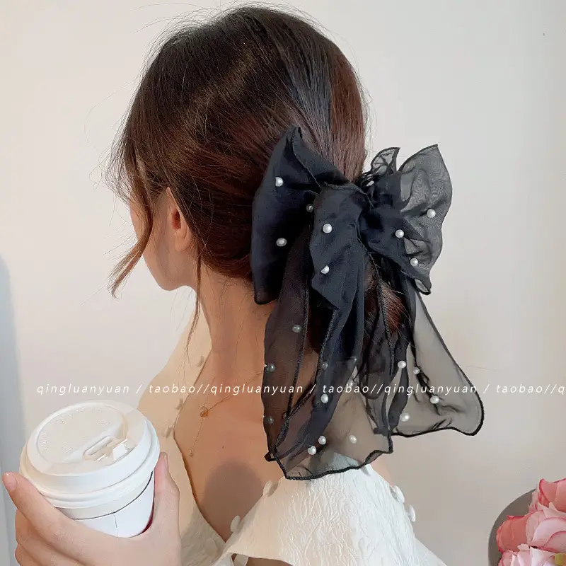 New High-End Oversized Bow Ponytail Clip Headdress - Image 5