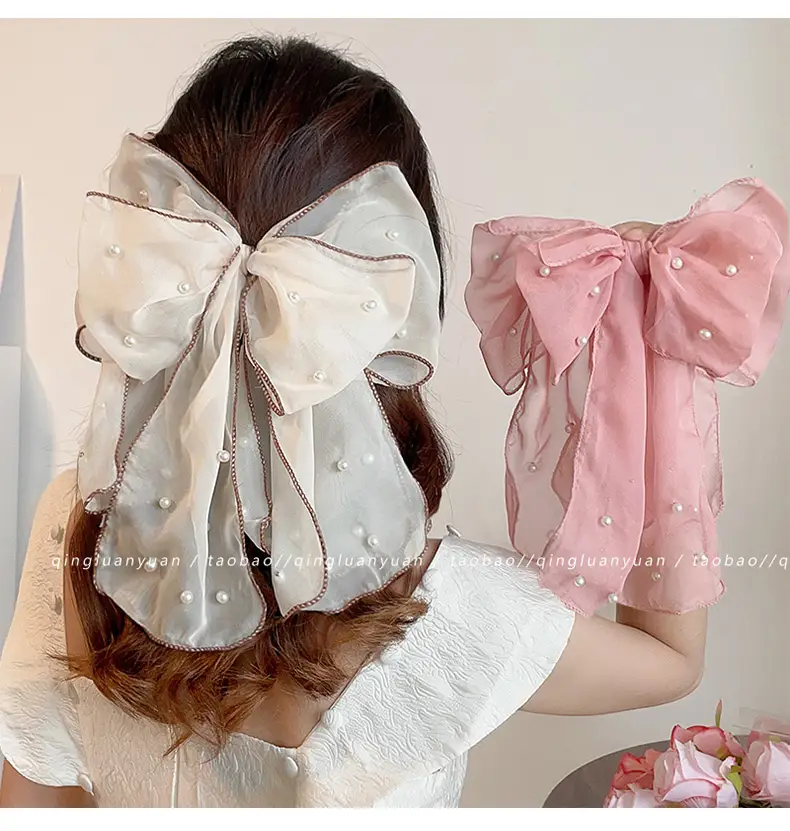 New High-End Oversized Bow Ponytail Clip Headdress — feature 14