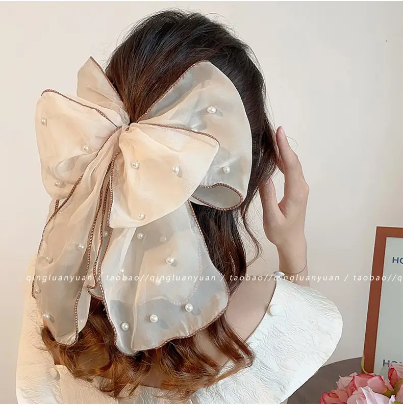 New High-End Oversized Bow Ponytail Clip Headdress — feature 2