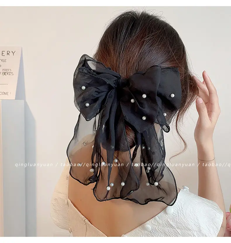 New High-End Oversized Bow Ponytail Clip Headdress — feature 5