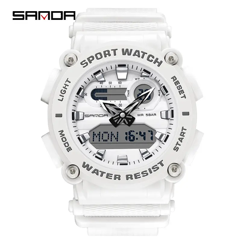 Sanda Youth White Digital Sport Watch with Light & Reset - Image 3