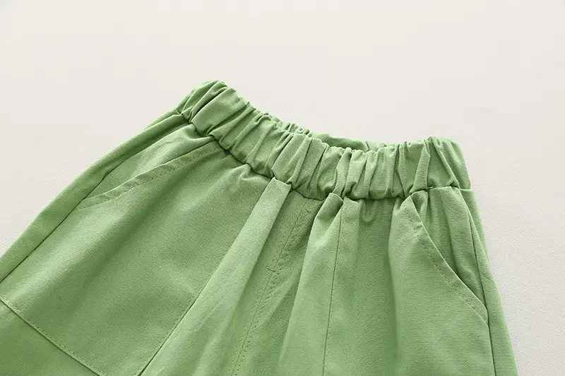 Children Cotton T-Shirt Shorts Set Green Summer Boys — feature 11