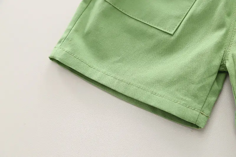 Children Cotton T-Shirt Shorts Set Green Summer Boys — feature 13