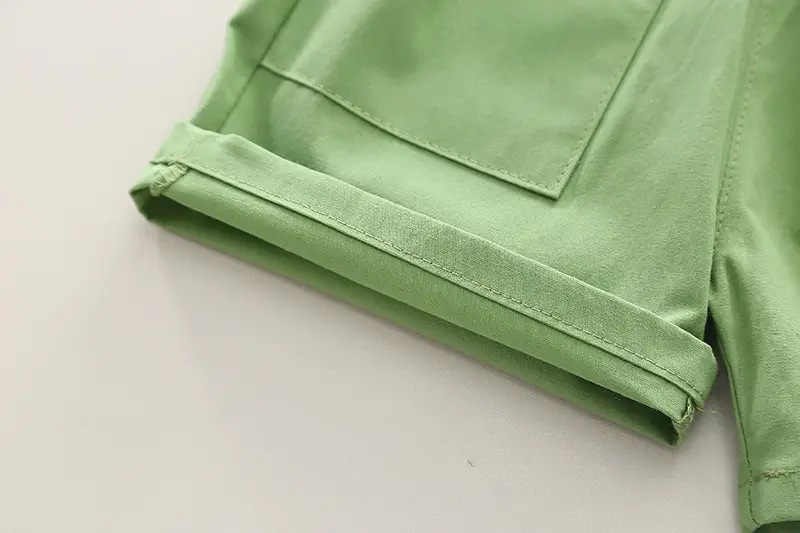 Children Cotton T-Shirt Shorts Set Green Summer Boys — feature 14
