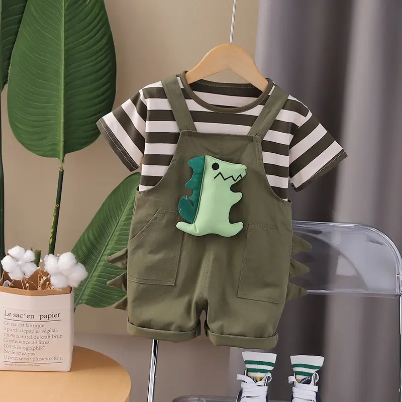 Baby Overlooked Design Cotton T-Shirt Shorts Set Blue