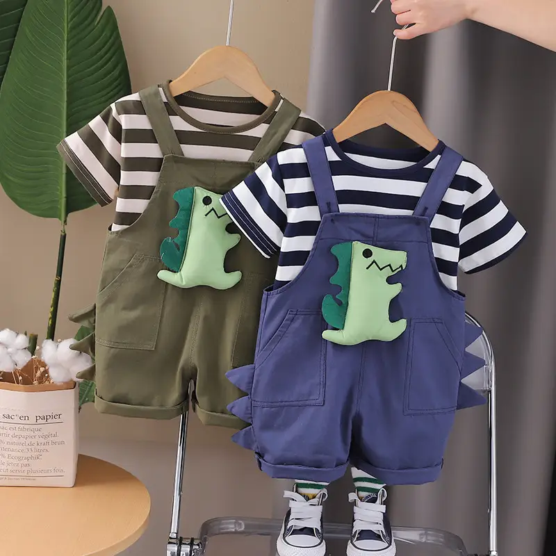Baby Overlooked Design Cotton T-Shirt Shorts Set Blue — feature 1