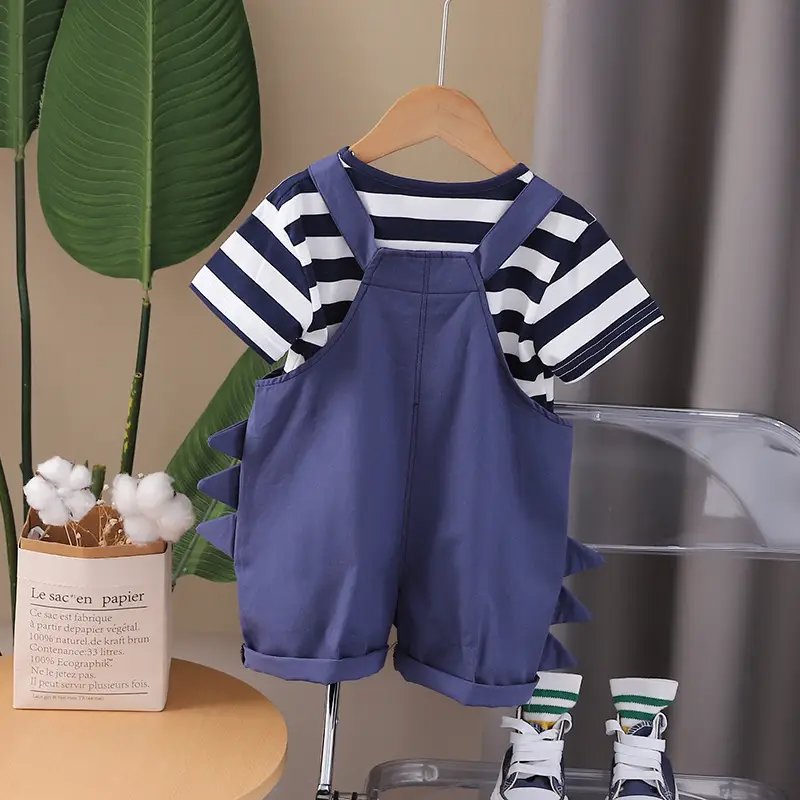 Baby Overlooked Design Cotton T-Shirt Shorts Set Blue — feature 4