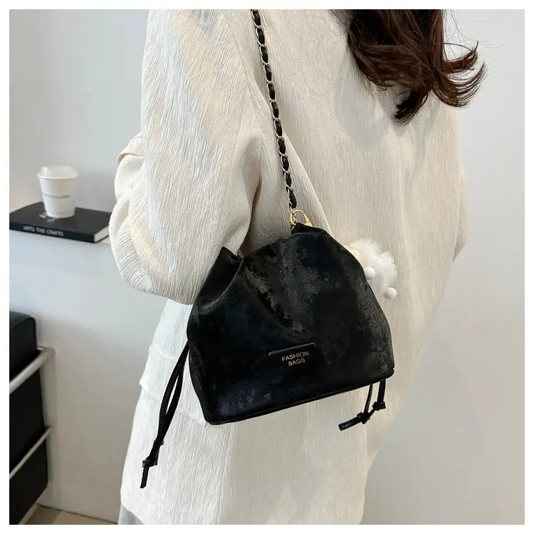 Pink Soft PU Drawstring Bucket Bag for Women — feature 14