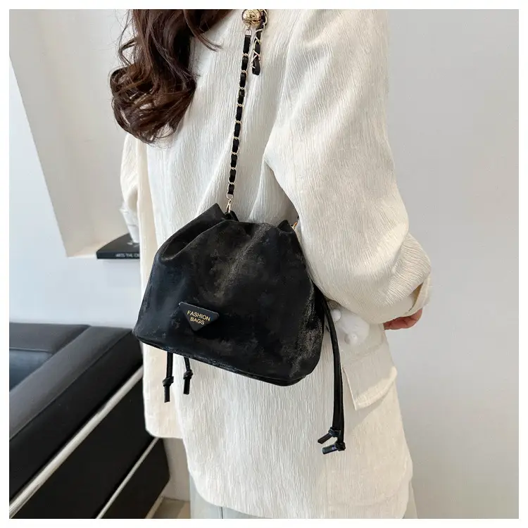 Pink Soft PU Drawstring Bucket Bag for Women — feature 15