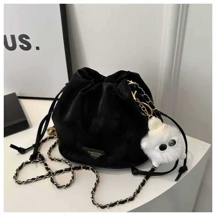 Pink Soft PU Drawstring Bucket Bag for Women — feature 30