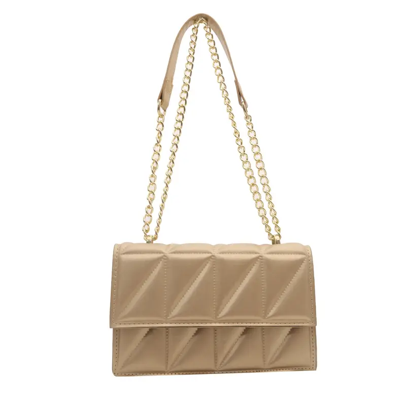 Orange Quilted Chain Shoulder Bag for Women - Image 13