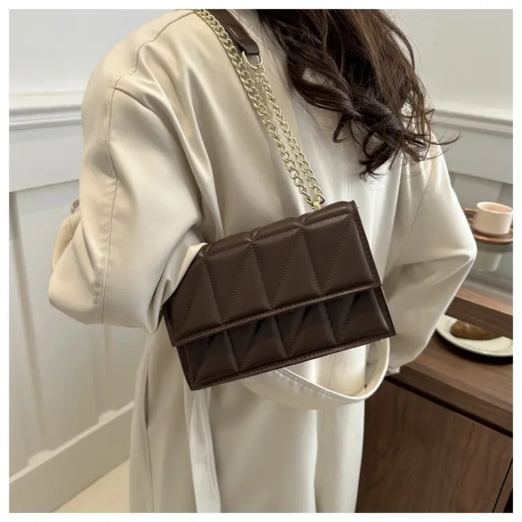 Orange Quilted Chain Shoulder Bag for Women — feature 10