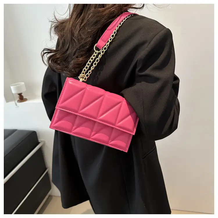 Orange Quilted Chain Shoulder Bag for Women — feature 17