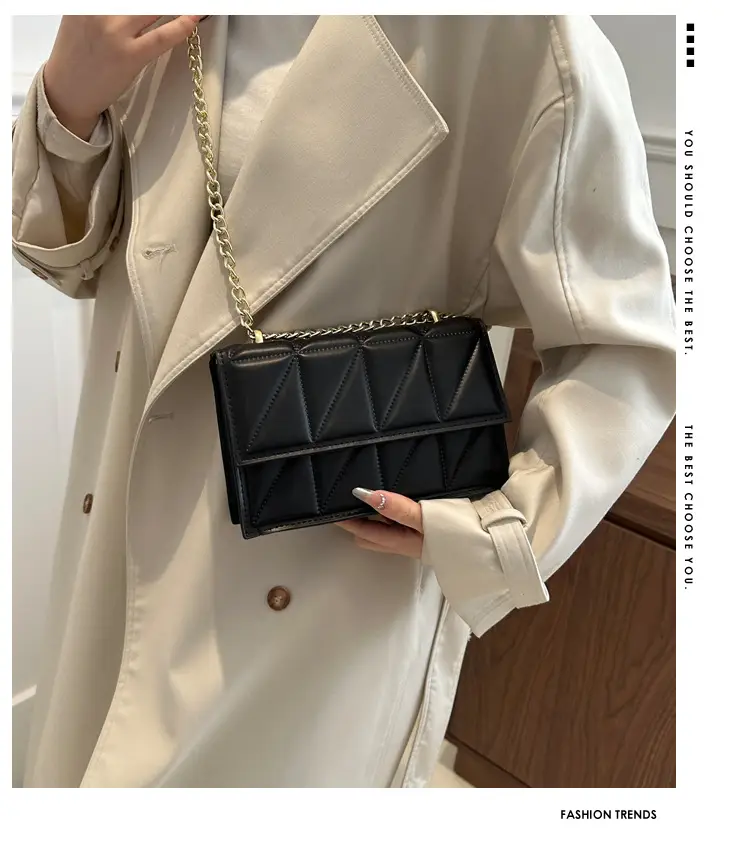 Orange Quilted Chain Shoulder Bag for Women — feature 2